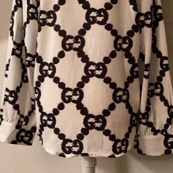 COPY - NNT Cream & black color front bow Double G button down long sleeves shir… - Picture 8 of 8